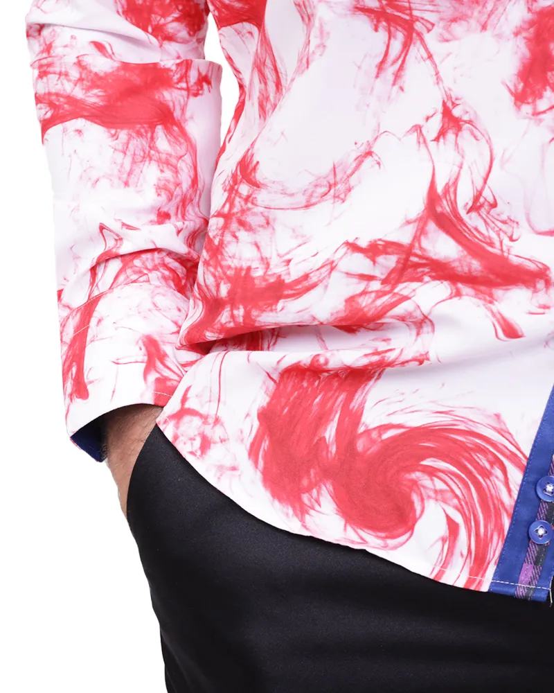 Red Smoke Print Men's Shirt