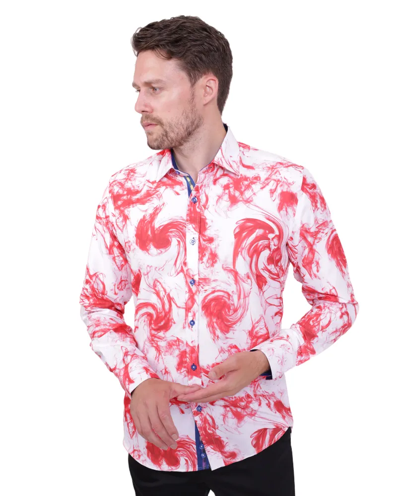 Red Smoke Print Men's Shirt