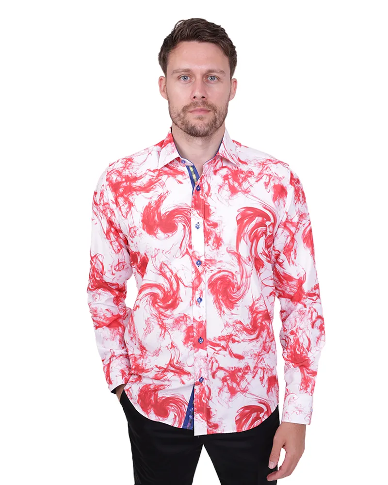 Red Smoke Print Men's Shirt