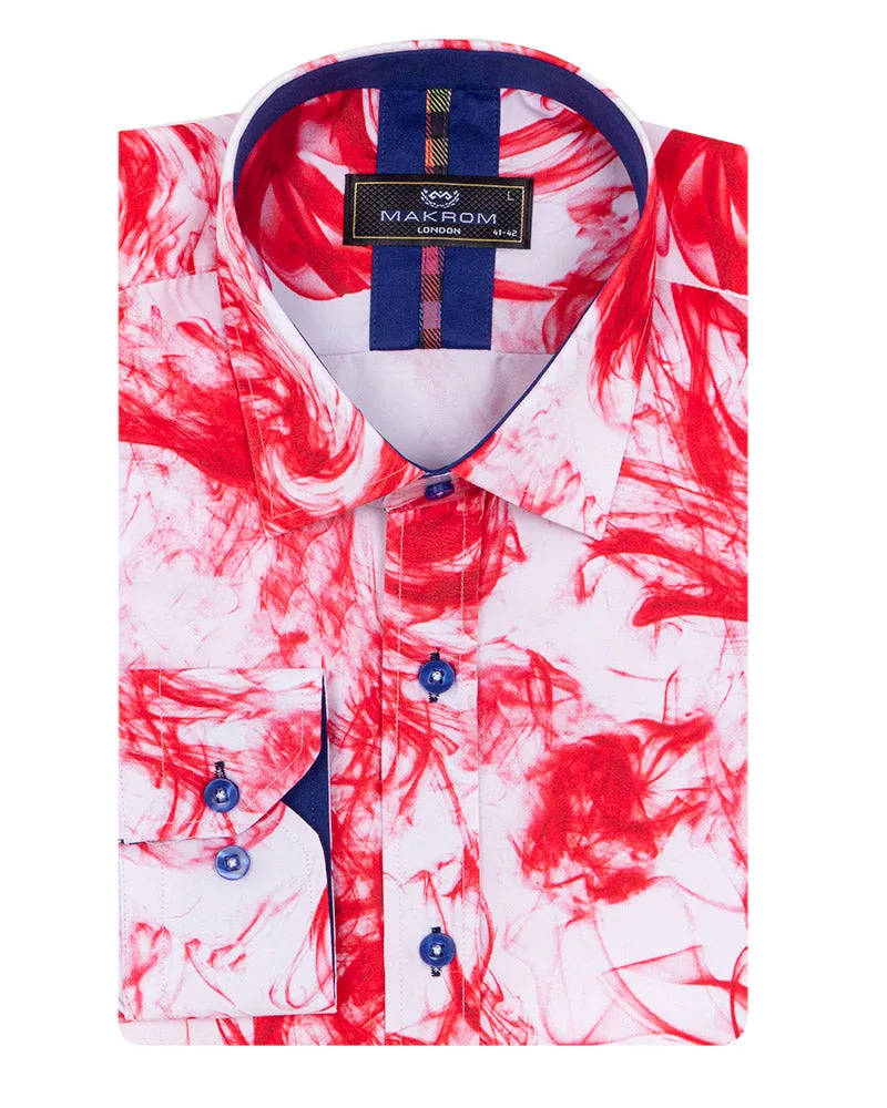 Red Smoke Print Men's Shirt