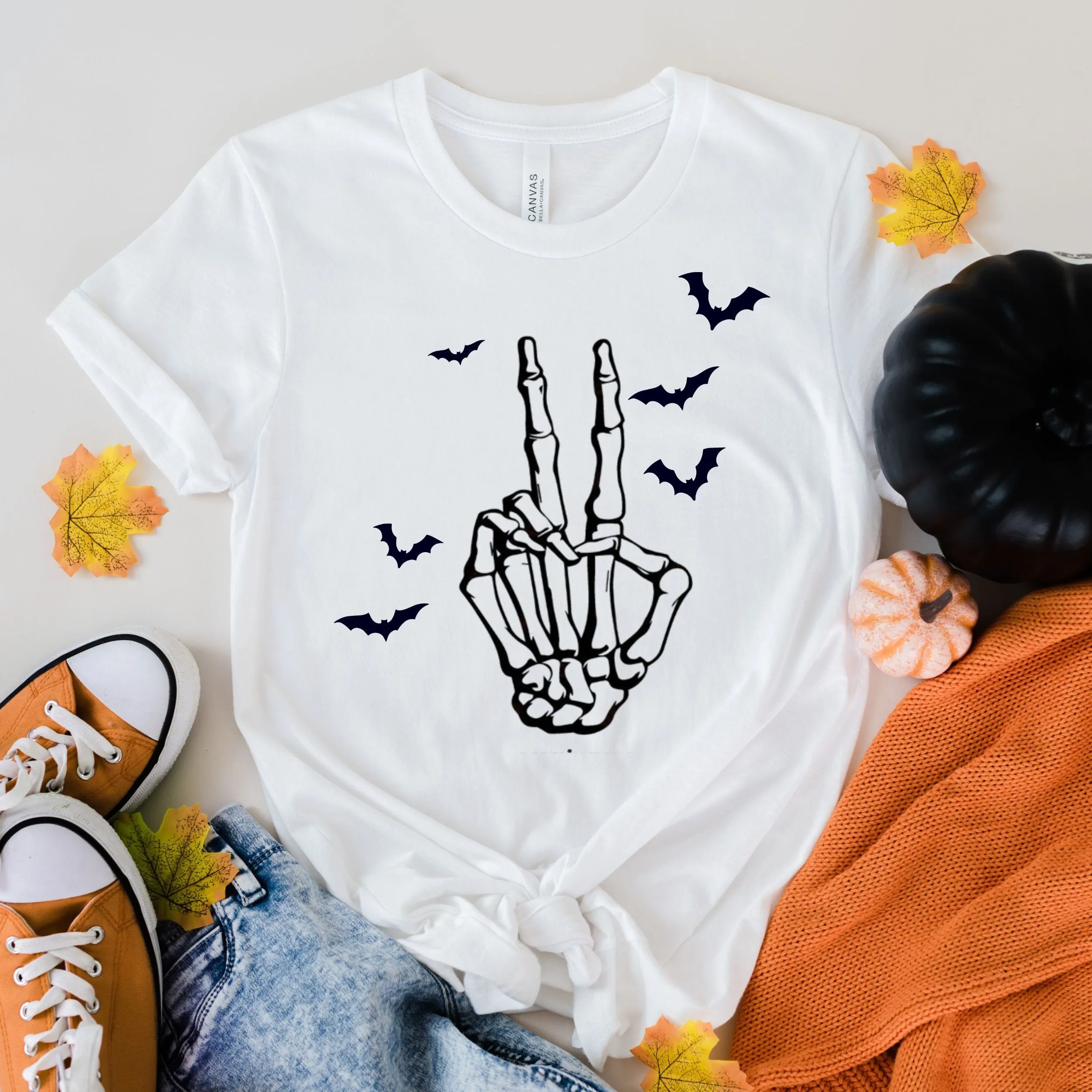 Skeleton Shirt, Skeleton Hand Shirt, Skeleton Peace Sign Shirt, Halloween Shirt, Funny Halloween Shirt, Skeleton Hand, Skeleton tee