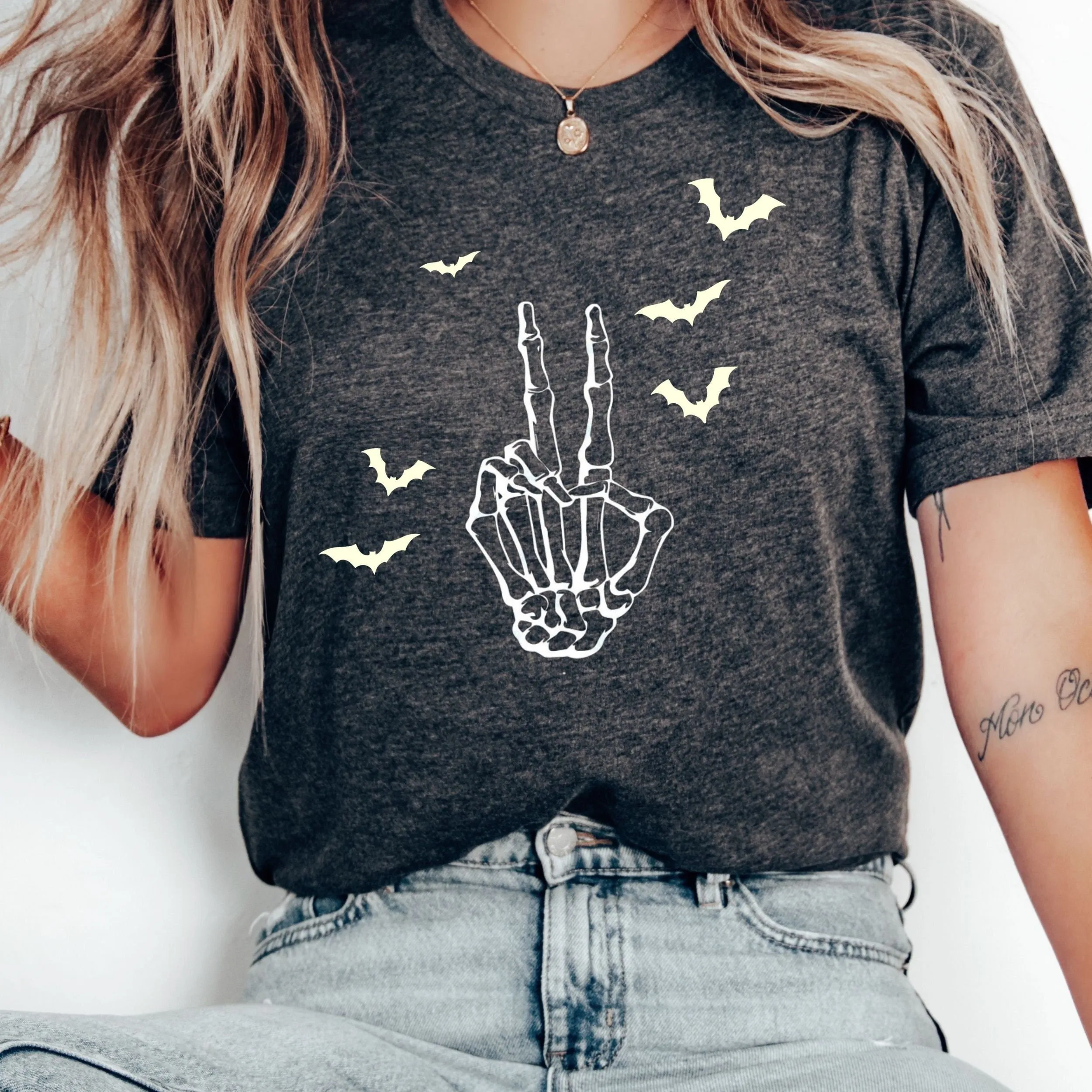 Skeleton Shirt, Skeleton Hand Shirt, Skeleton Peace Sign Shirt, Halloween Shirt, Funny Halloween Shirt, Skeleton Hand, Skeleton tee