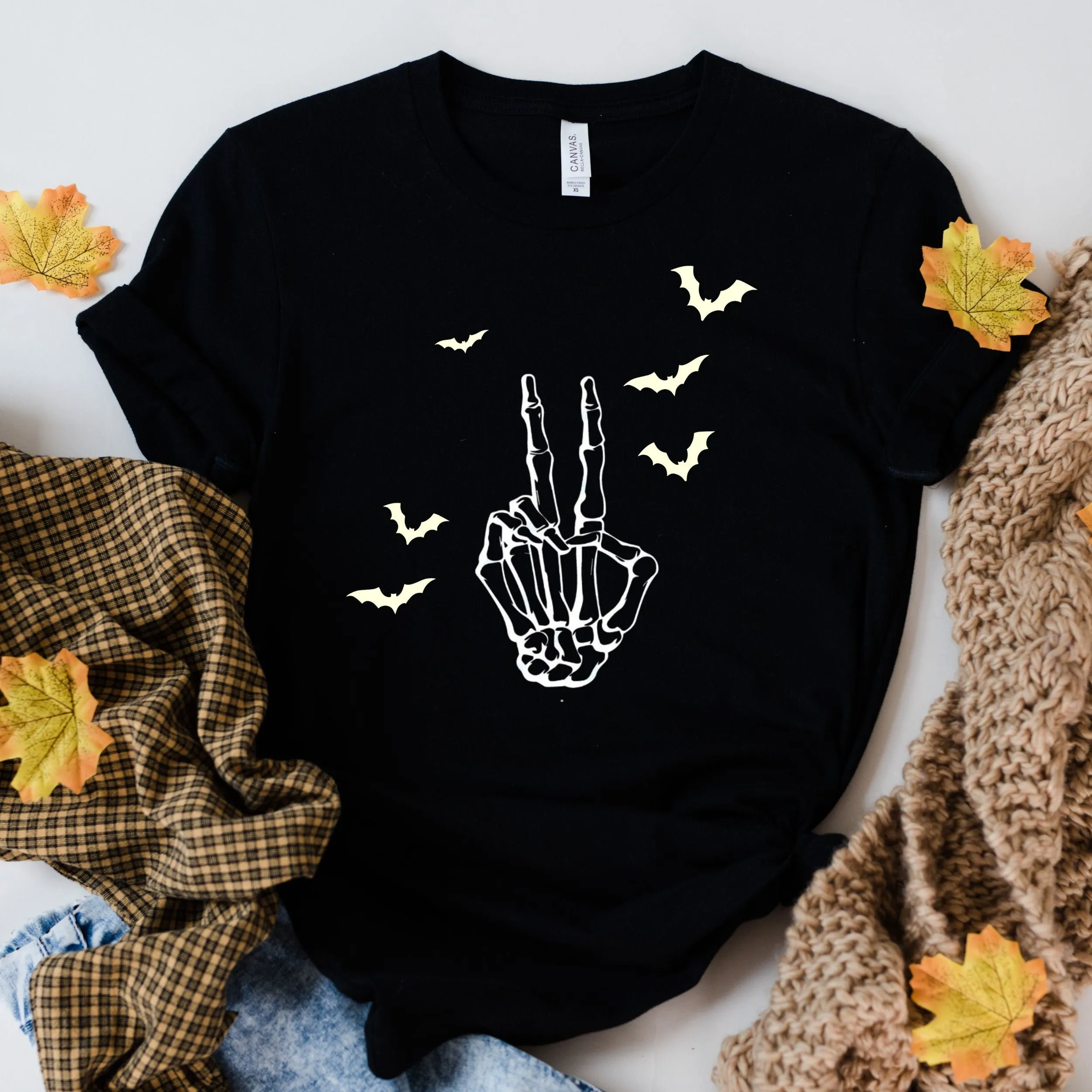 Skeleton Shirt, Skeleton Hand Shirt, Skeleton Peace Sign Shirt, Halloween Shirt, Funny Halloween Shirt, Skeleton Hand, Skeleton tee