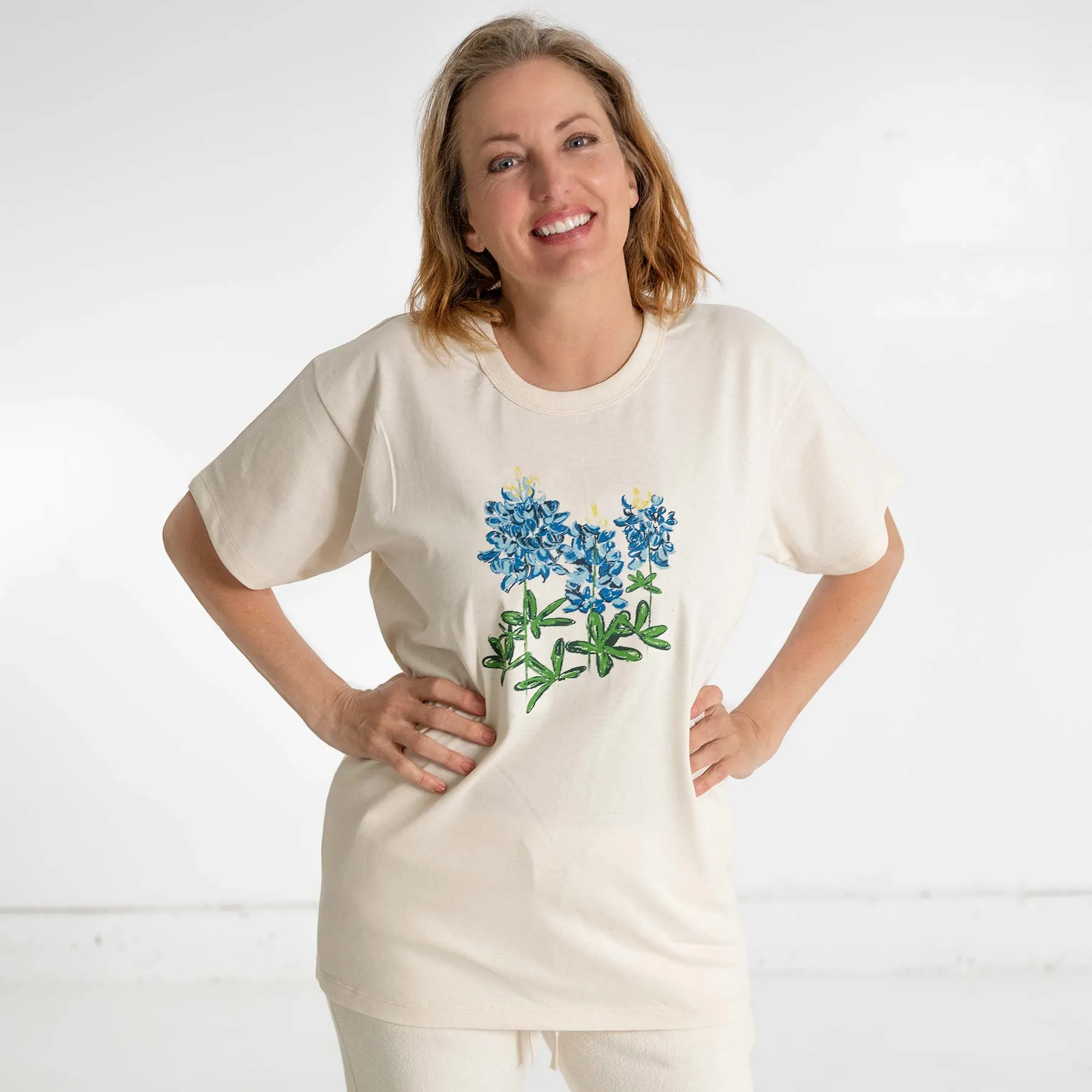 SONOMA Printed 100% Organic Cotton T-shirt (Grown & Made in USA) - Blue Flower