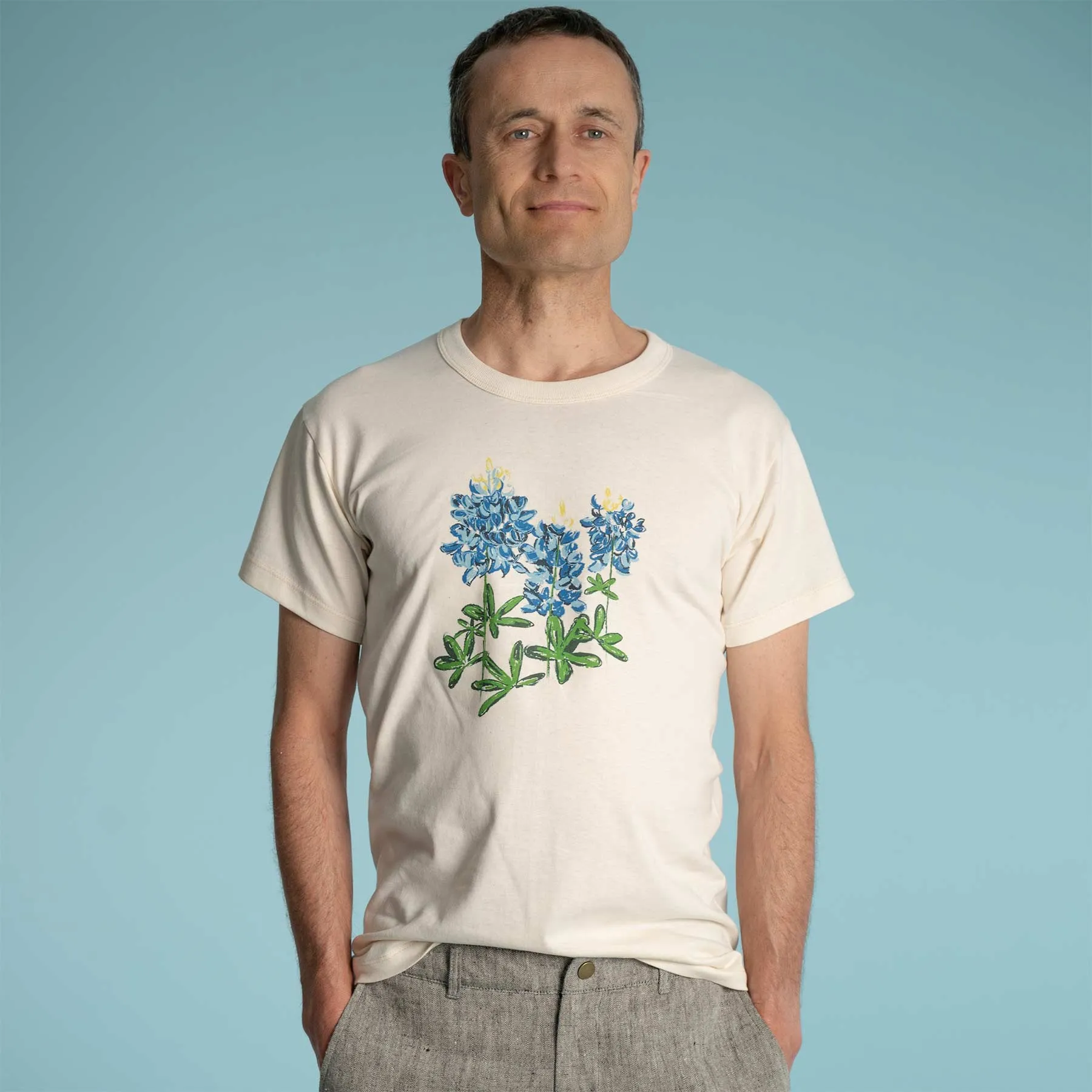 SONOMA Printed 100% Organic Cotton T-shirt (Grown & Made in USA) - Blue Flower