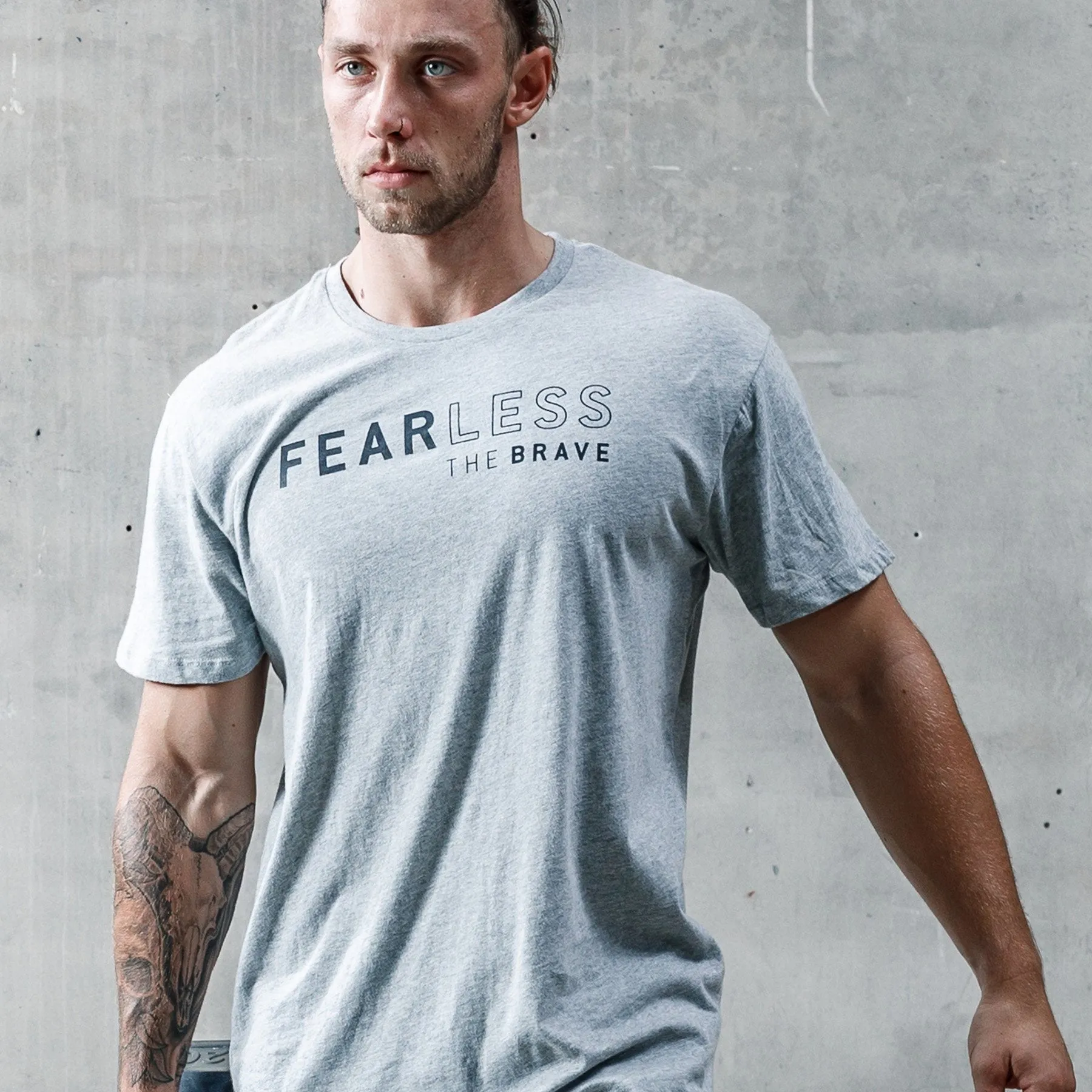 The Brave - Men's Fearless T-Shirt - Light Grey Marl