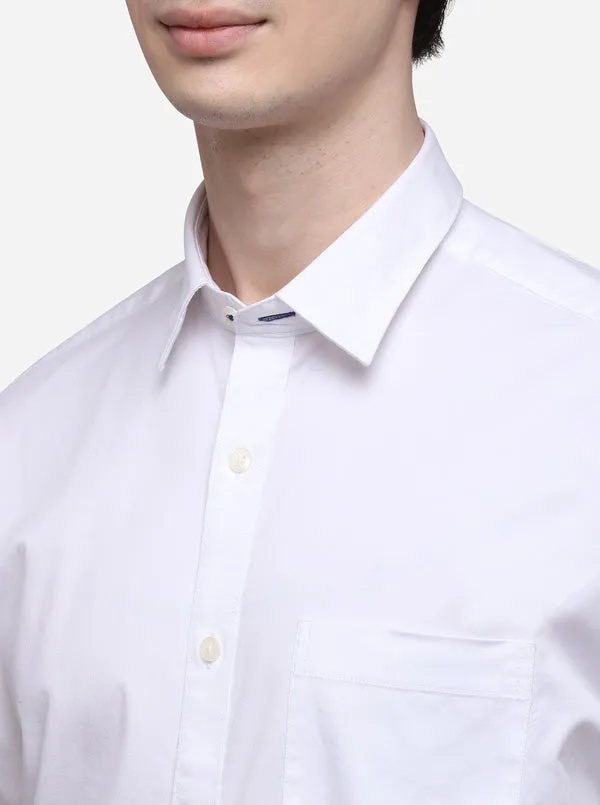 White Regular Fit Solid Casual Shirt | Greenfibre