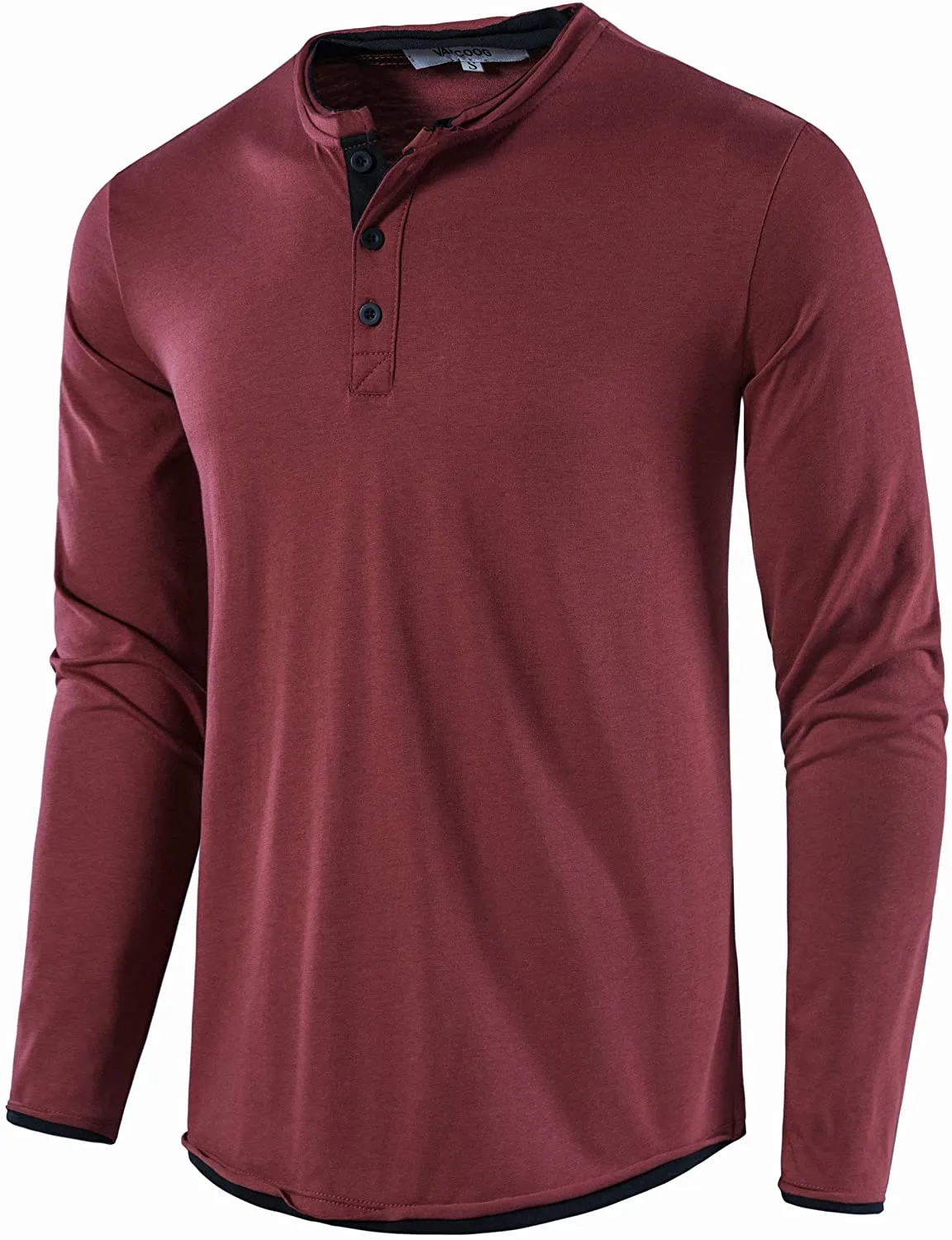 Wholesale Mens Long Sleeve Casual Lightweight Fitted Basic Henley T-Shirt