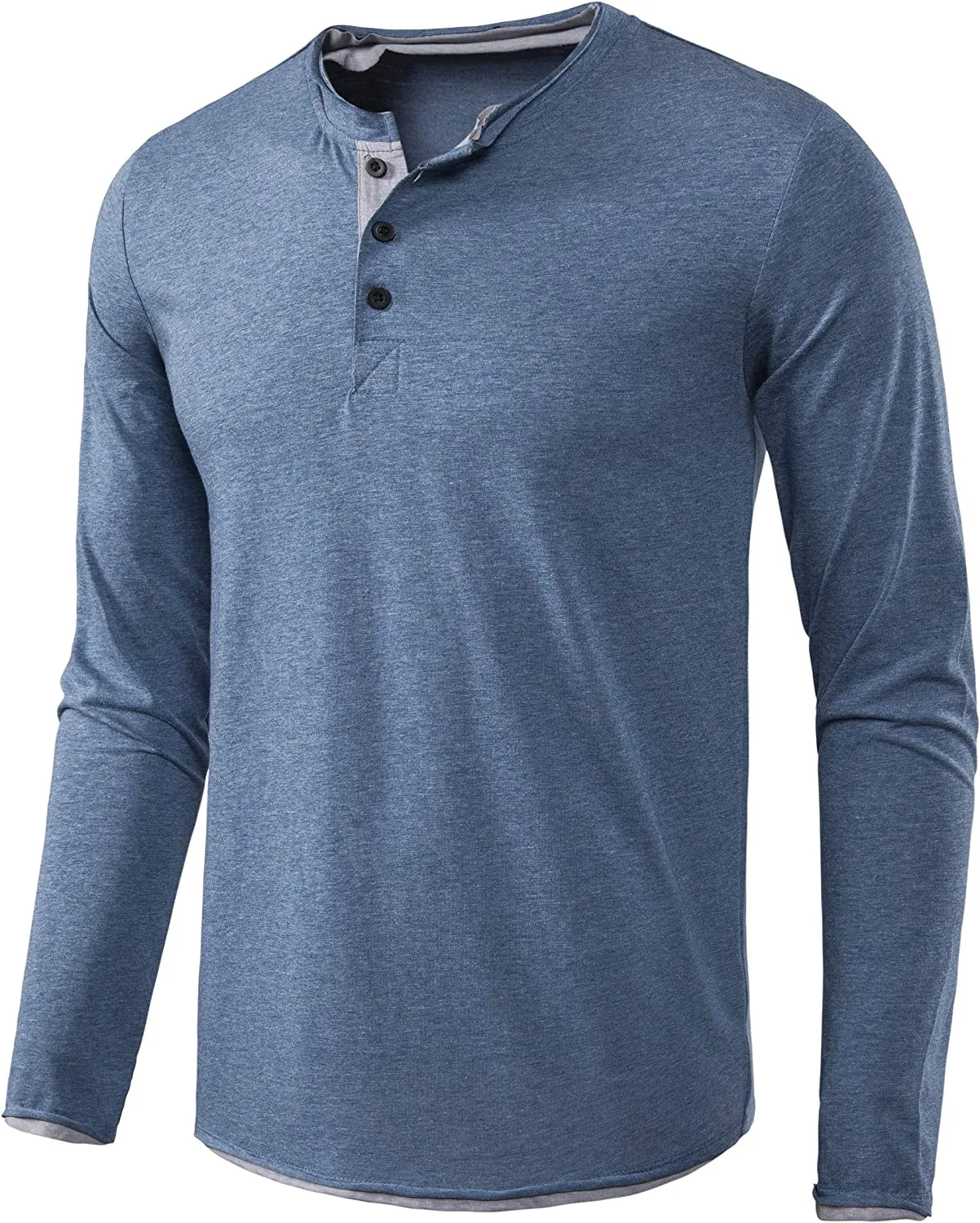 Wholesale Mens Long Sleeve Casual Lightweight Fitted Basic Henley T-Shirt