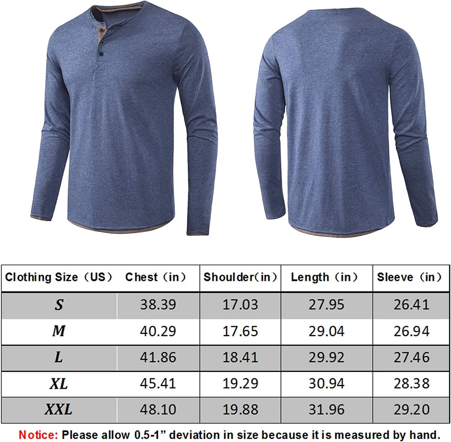 Wholesale Mens Long Sleeve Casual Lightweight Fitted Basic Henley T-Shirt