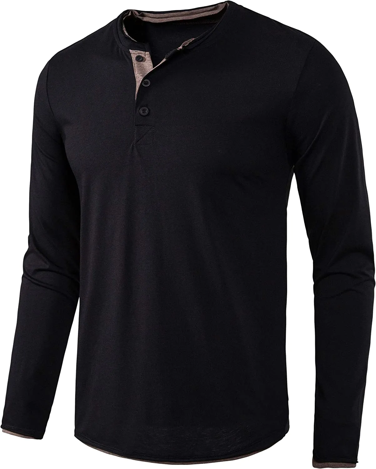 Wholesale Mens Long Sleeve Casual Lightweight Fitted Basic Henley T-Shirt