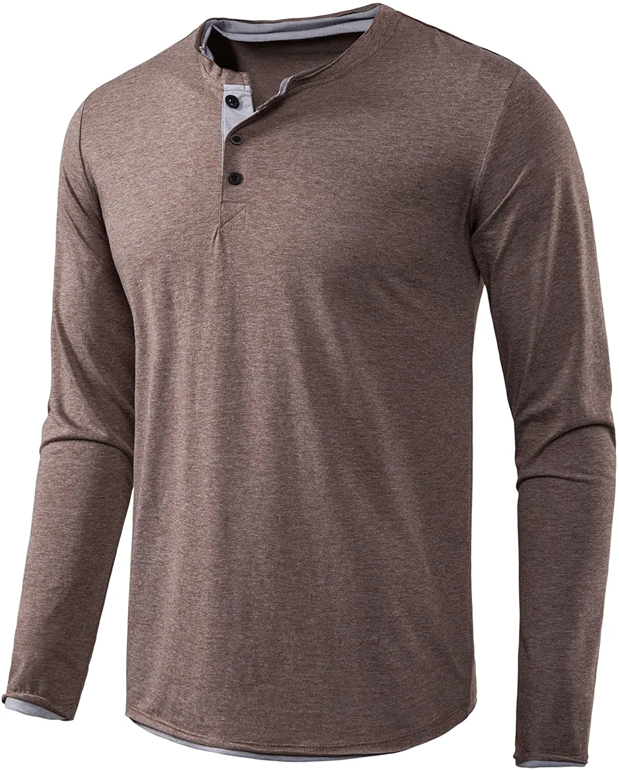 Wholesale Mens Long Sleeve Casual Lightweight Fitted Basic Henley T-Shirt