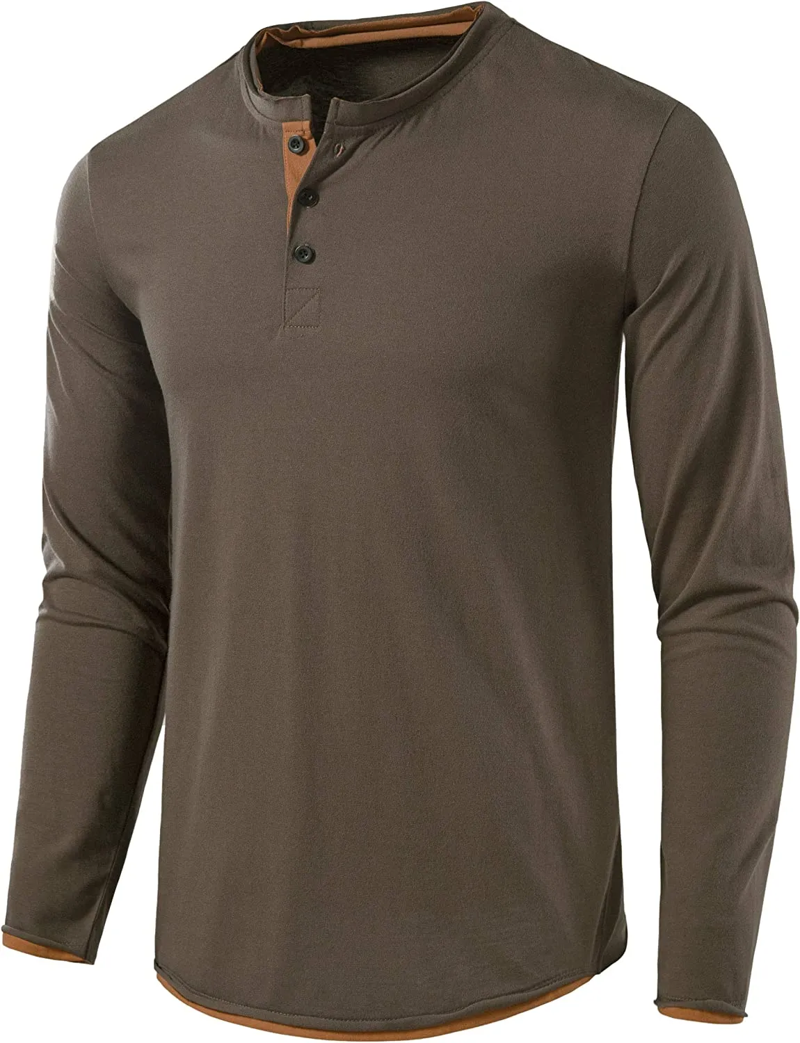 Wholesale Mens Long Sleeve Casual Lightweight Fitted Basic Henley T-Shirt