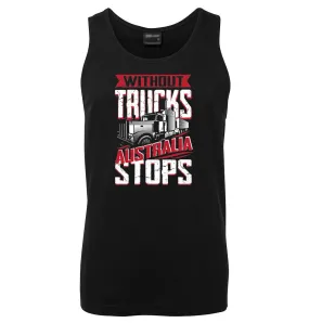 Without Trucks Australia STOPS! Mens Singlet (Black)