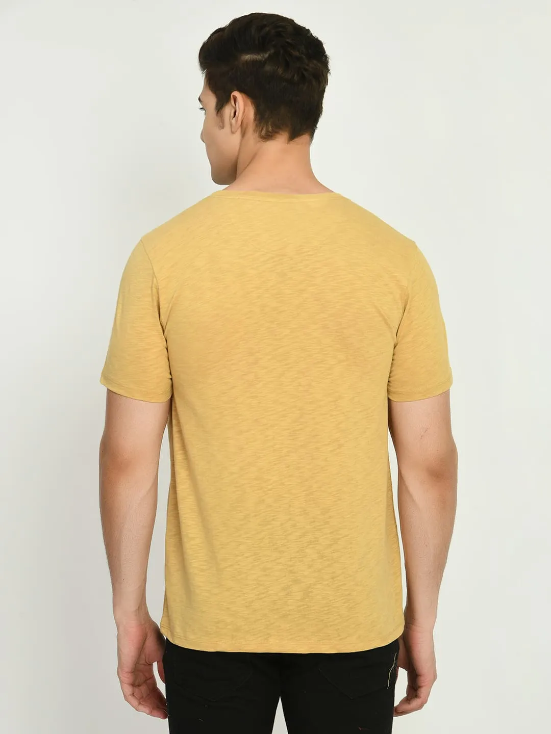 Yellow Graphic Printed Knit T-Shirt