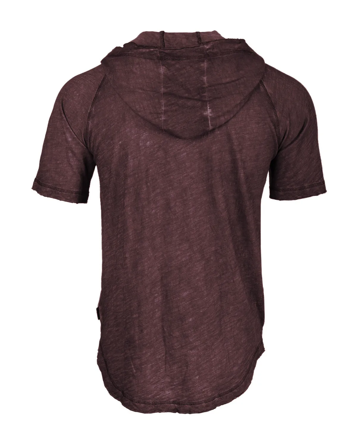 ZIMEGO Short Sleeve Vintage Garment Dyed Hooded Raglan Henley