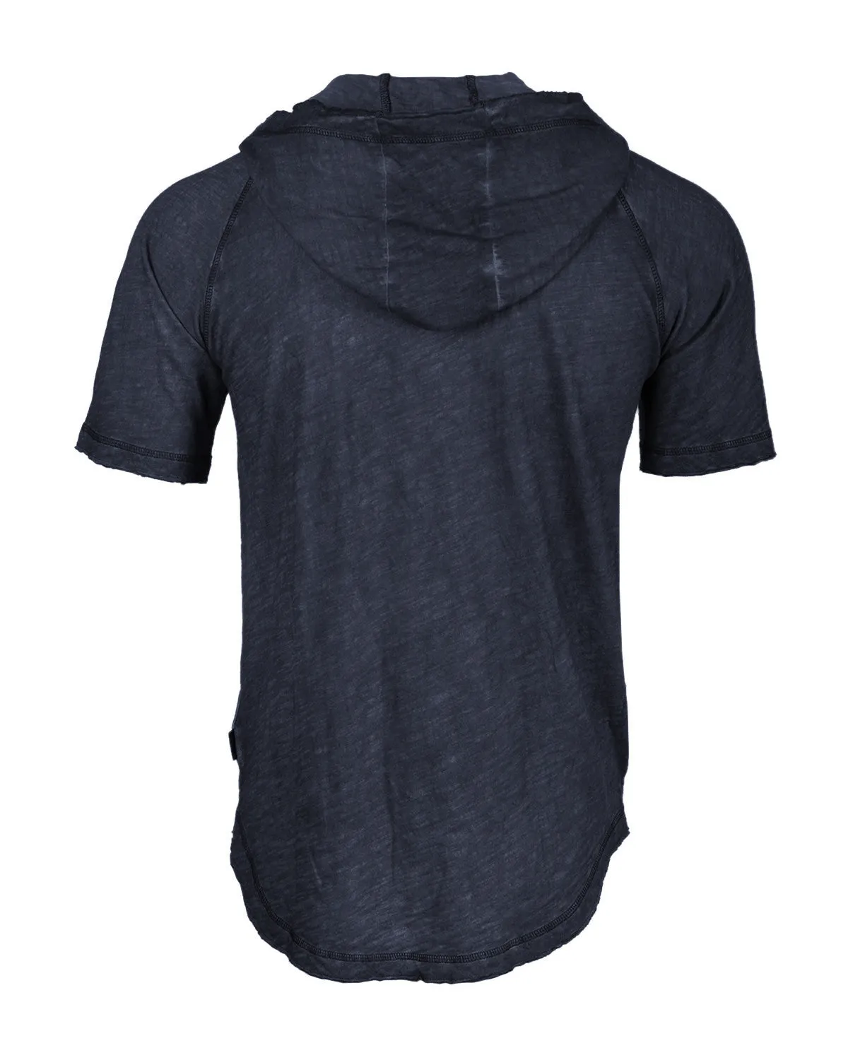 ZIMEGO Short Sleeve Vintage Garment Dyed Hooded Raglan Henley